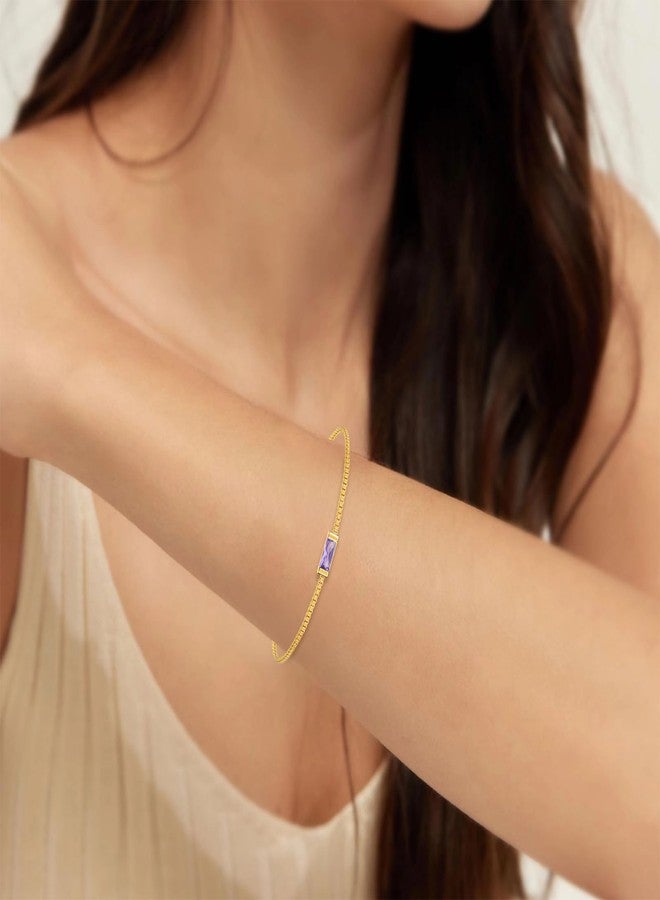 HEEYA Birthstone Gold Plated Bracelets for Women Trendy,Dainty 14K Charm Link Bracelet,Purple Birthstone Bracelet,June Birthday Christmas Anniversary Jewelry Gifts for Mom Wife Daughter Sister - Image 3